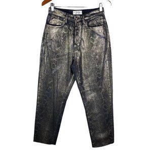 New Free People Crvy Georgine Foil Snakeskin High Rise Jeans Women's Size 29